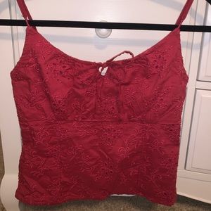 Abercrombie and Fitch Red Tie Front Tank Top